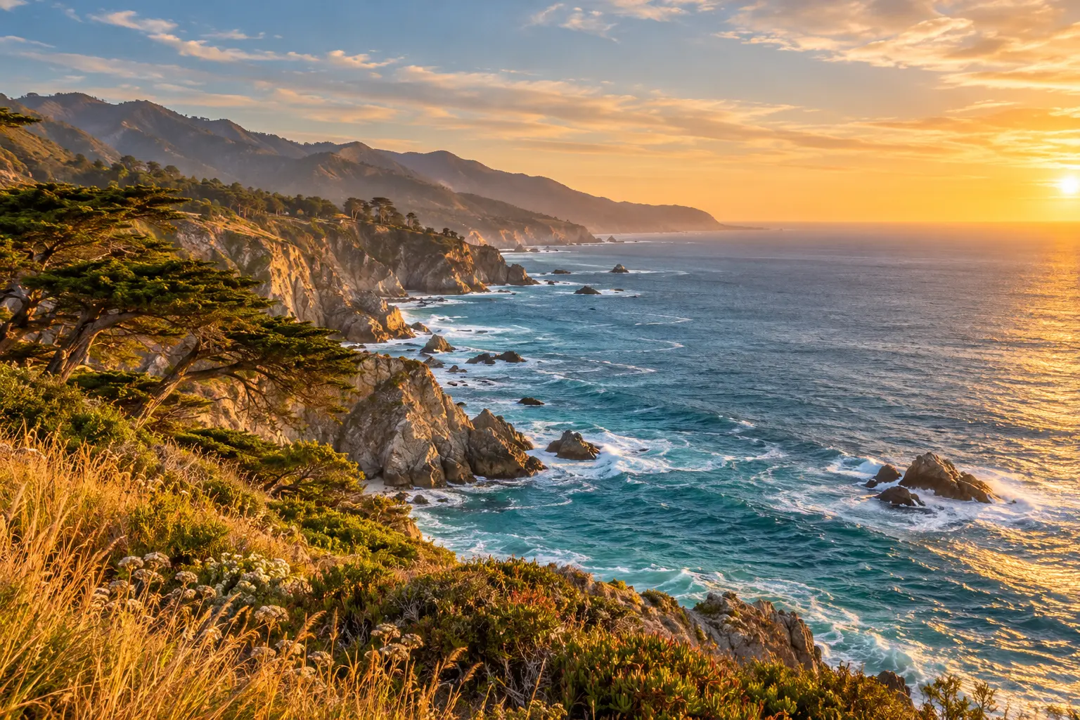 AI-generated illustration of the California coastline