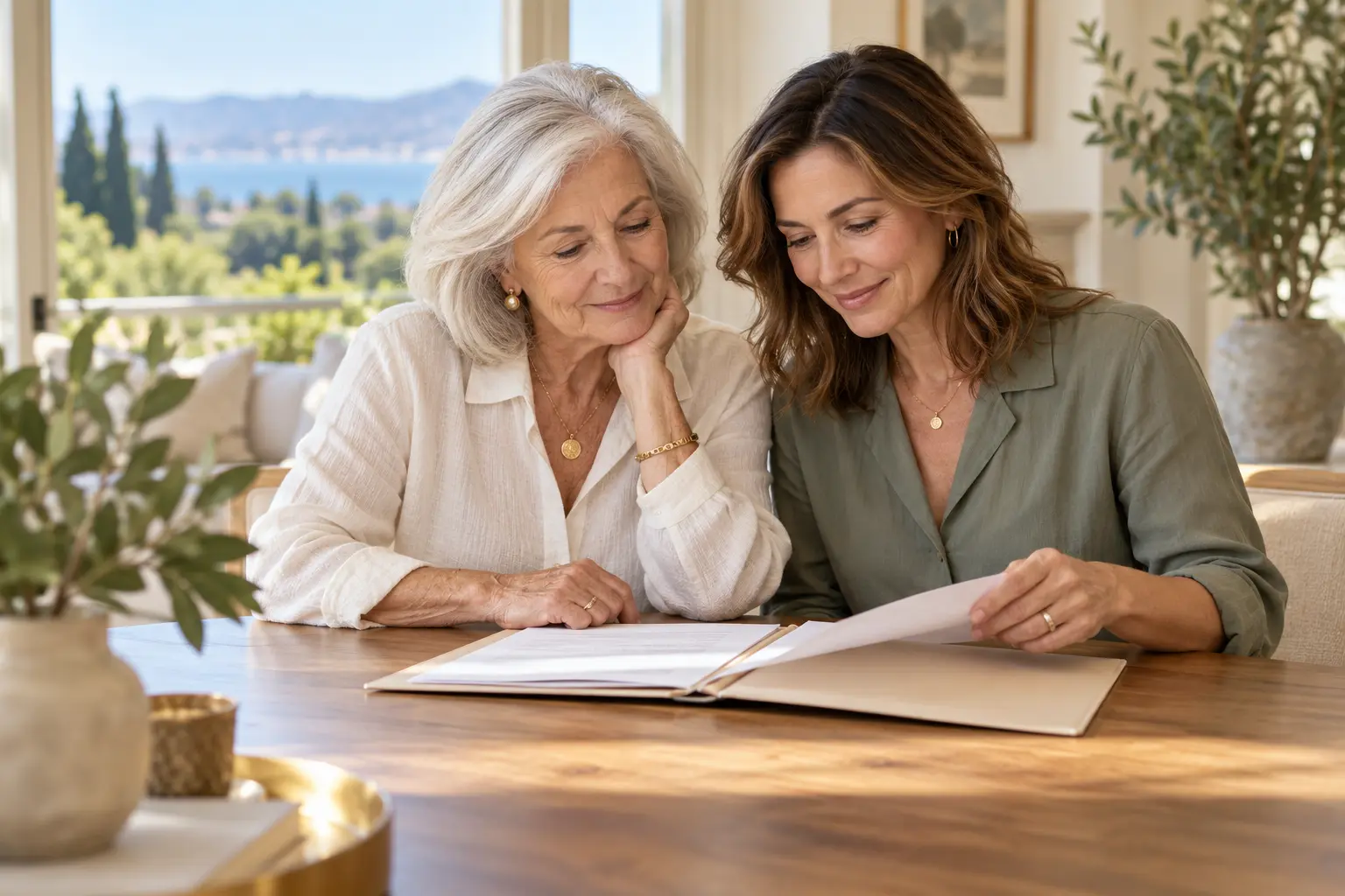 Illustrative family reviewing estate documents